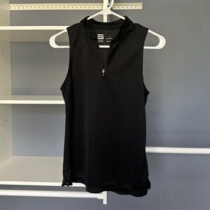 Three Sixty Six Womens Sleeveless Golf Polo with Zipper - Size Small - Black
